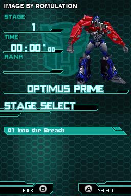 Transformers - Prime - The Game for NDS screenshot